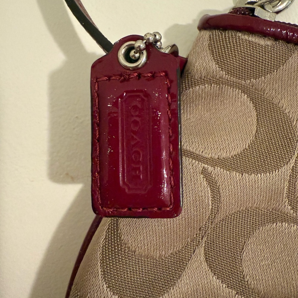 Coach Beige and Burgundy Wristlet - Picture 4 of 8